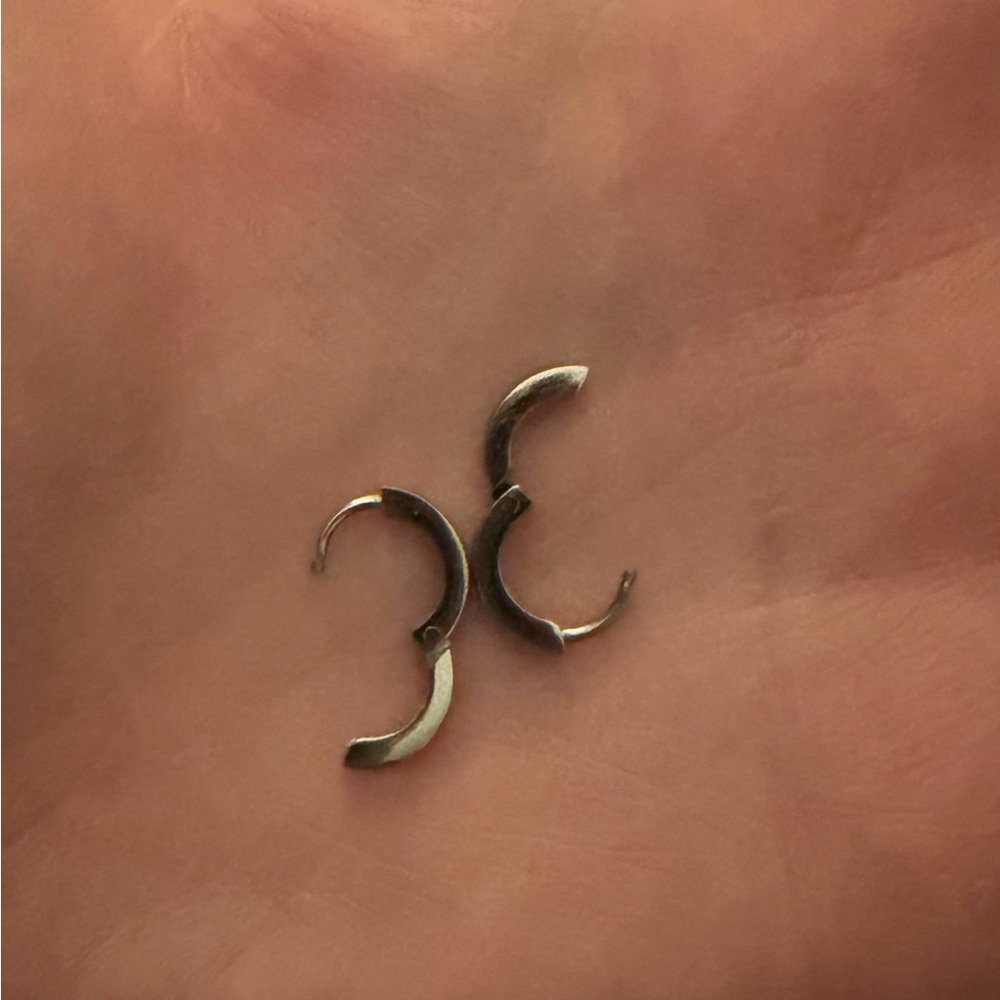 Mini hoop earrings. Snap closure and made for sensitive ears. By Oh Clem. - Picture 3 of 5